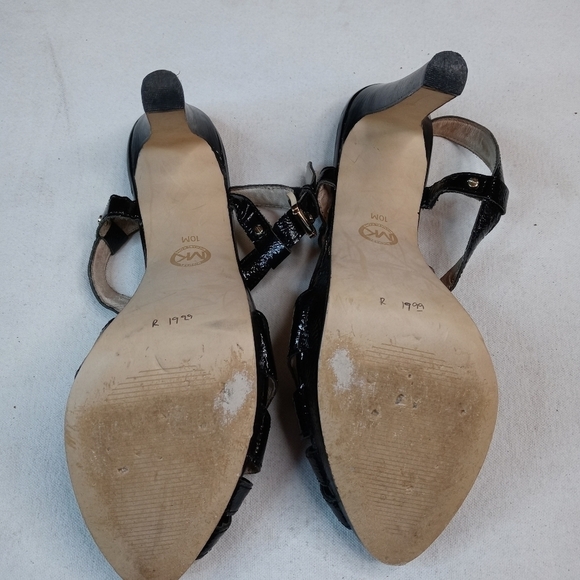 Michael Kors Black Patent Lthr Platform Open Toe B - Picture 8 of 10
